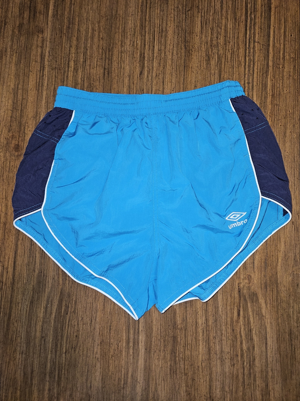 Umbro Men’s Athletic Shorts in Sky Blue with Navy Panels